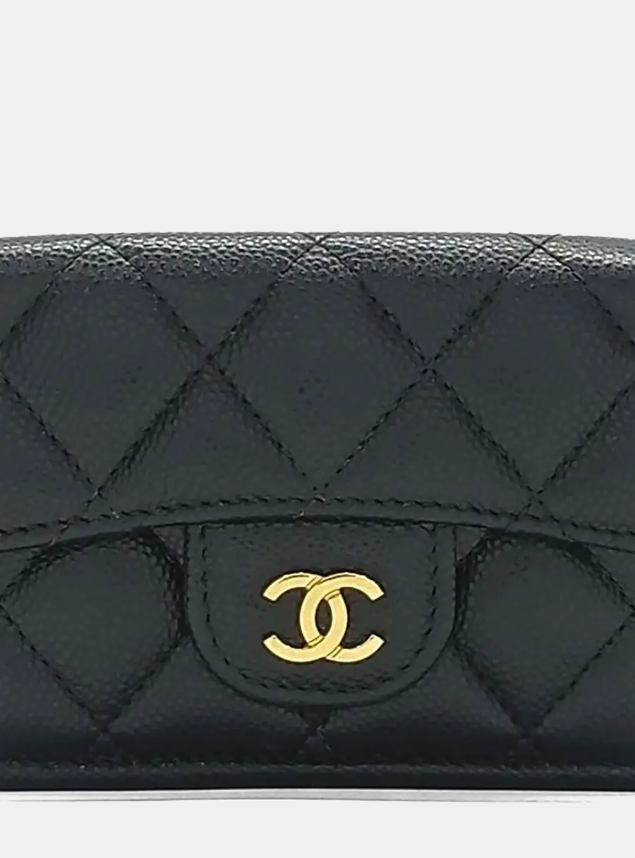 Chanel Classic Small Black Caviar Leather Wallet Bag