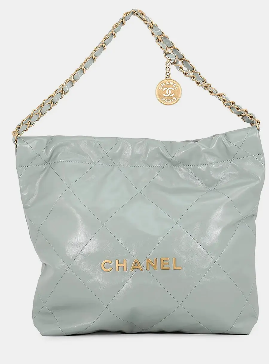 Chanel Chanel22 Chain shoulder Bag Green Shiny Calf Leather Size Small