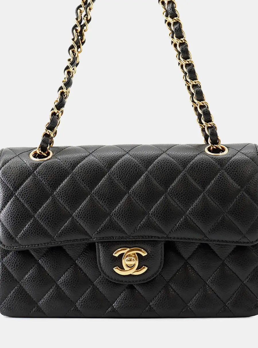 Chanel Matelasse23 Flap Chain Shoulder Bag Black Caviar Leather