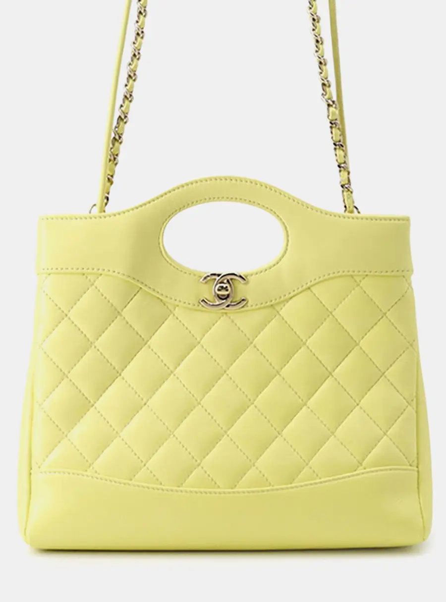 Chanel Chanel31 Shopping Bag Yellow Shiny Calf Leather Size Small