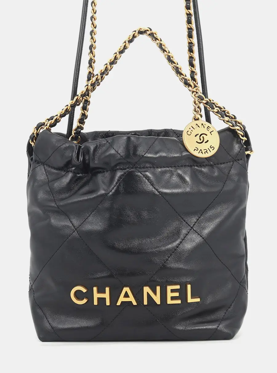 Chanel Chanel22 Black Shiny Calf Leather Size Mini