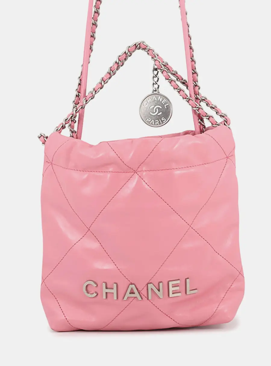 Chanel Chanel22 Chain Shoulder Bag Pink Shiny Calf Leather
