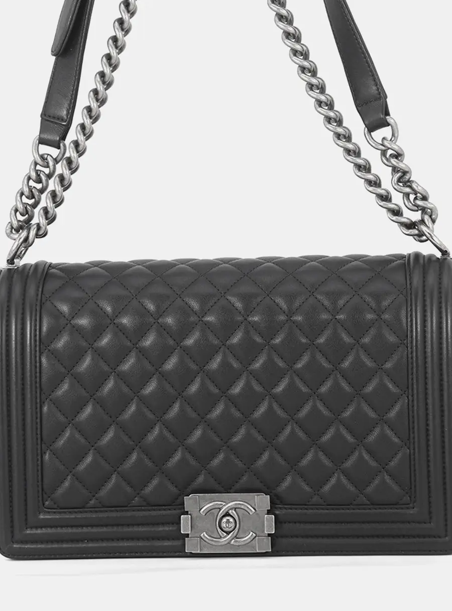 Chanel Boy Chanel Black Lambskin Size Large