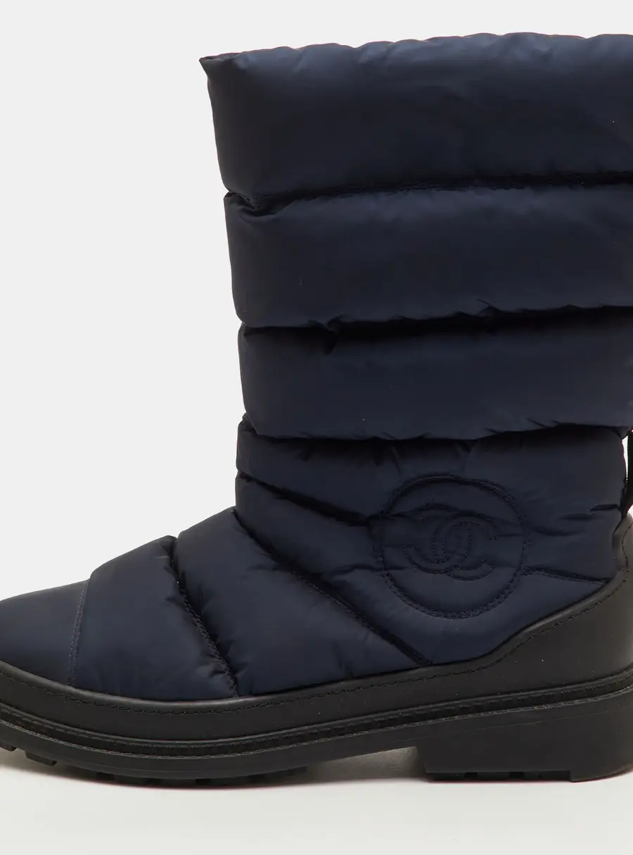 Chanel Size 40.5 Blue Nylon Snow Boots