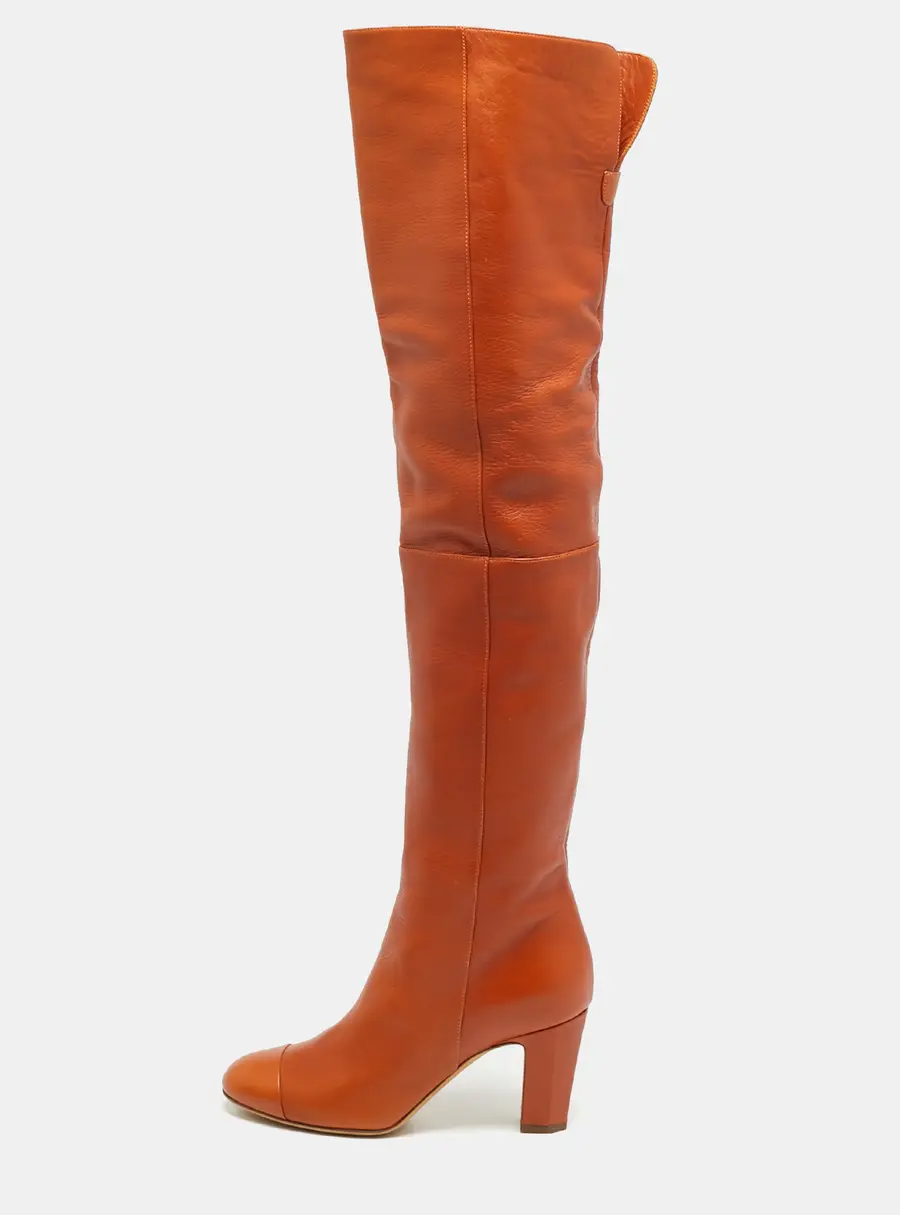 Chanel Size 35 Brown Leather Knee Length Boots