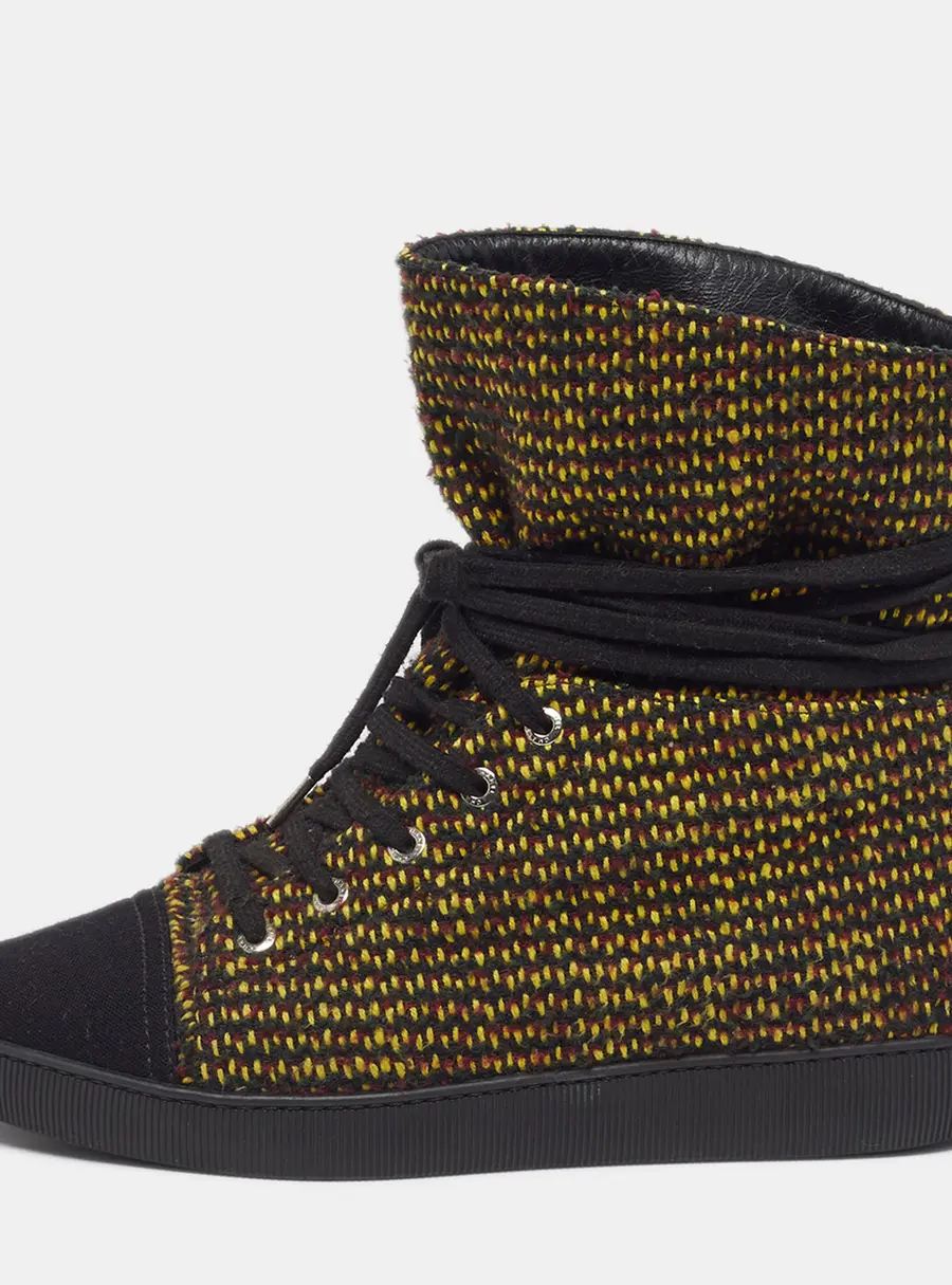 Chanel CC Size 39 Multicolor Canvas and Tweed High Top Sneakers