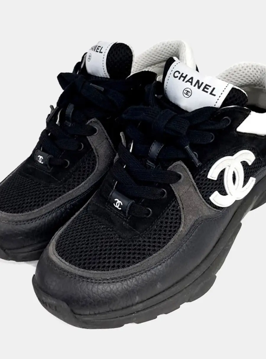 Chanel Canvas Leather Black sneakers 37.5