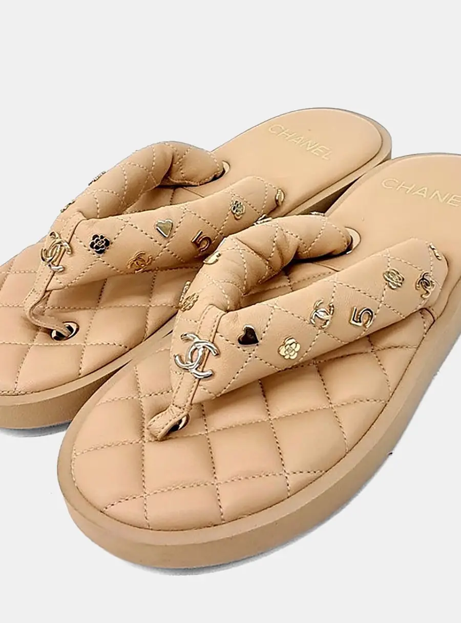 Chanel Padded Charms Thong Sandals