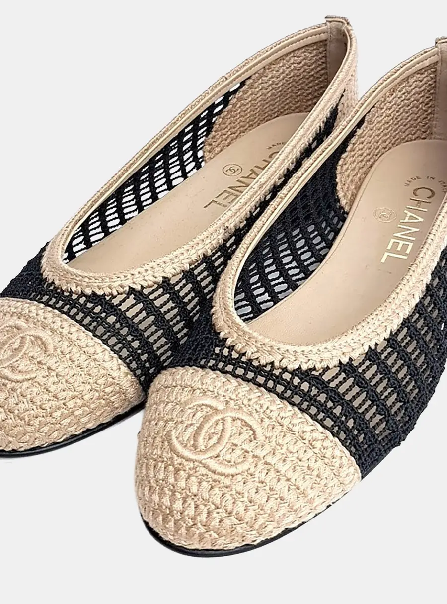 Chanel Fabric Cap Toe Ballerina Flats