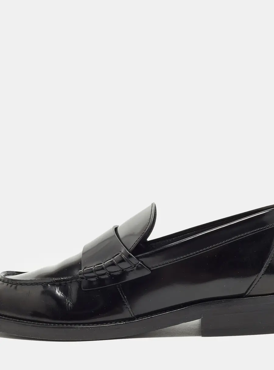 Chanel CC Size 38.5 Black Leather Penny Loafers