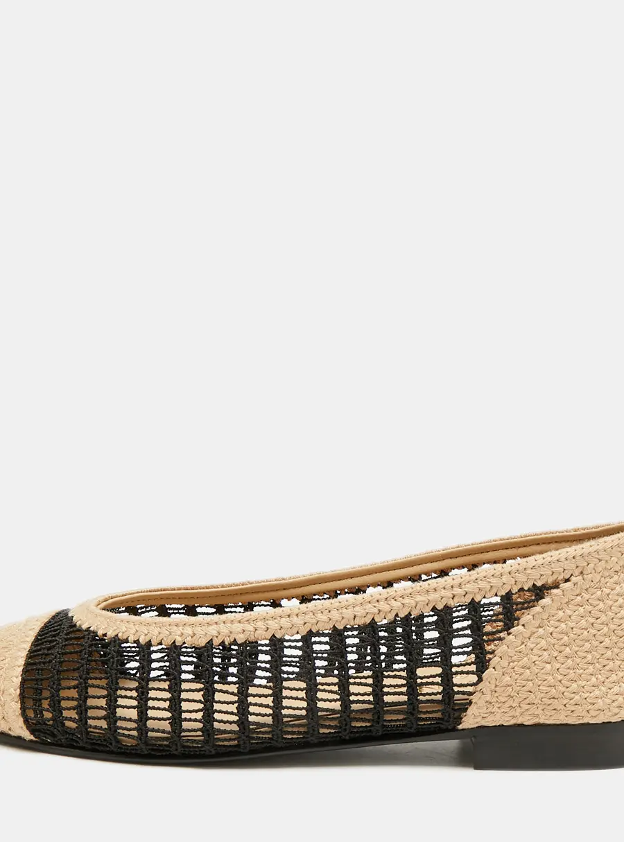 Chanel CC Size 37 Brown/Black Crochet and Mesh Ballet Flats