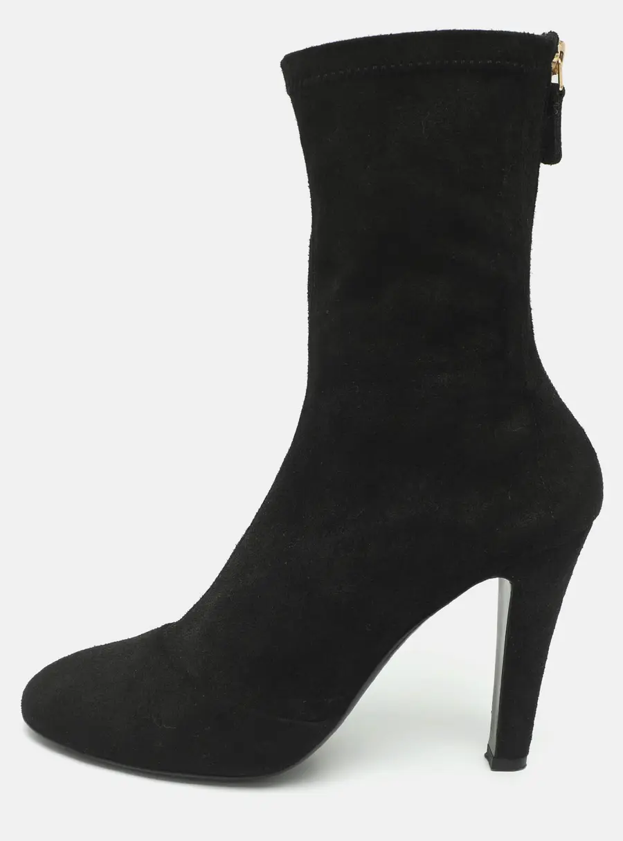 Chanel CC Size 40 Black Shearling Mid Calf Sock Boots