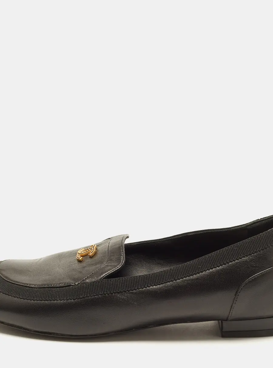 Chanel CC Turnlock Size 36.5 Black Leather Loafers
