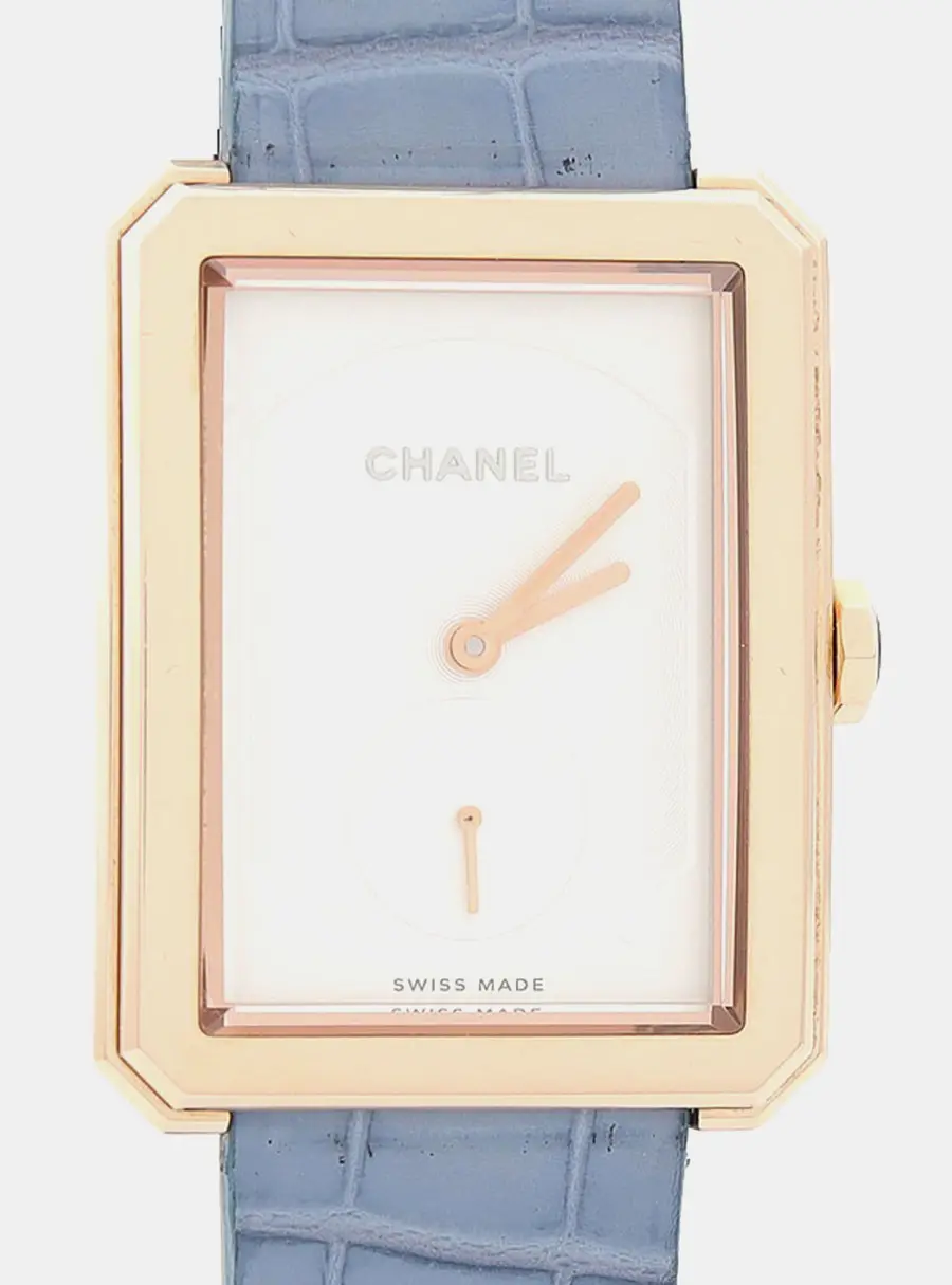 Chanel Boy -Friend H4315 Manual Winding Opaline White Dial 18k Beige Gold Women's Wristwatch 28.5mm