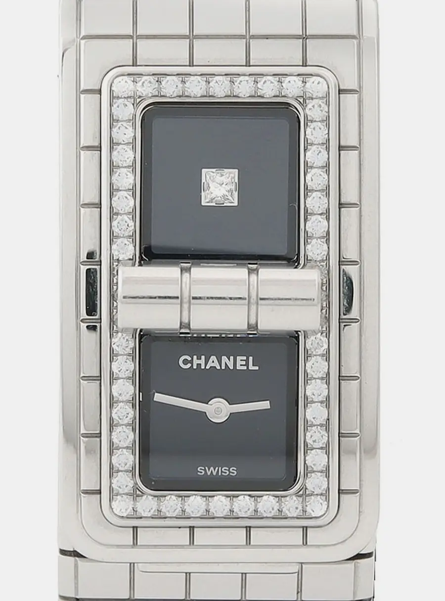 Chanel Code Coco H5145 Quartz Black Dial Stainless Steel Diamond Women's Wristwatch 21.5mm