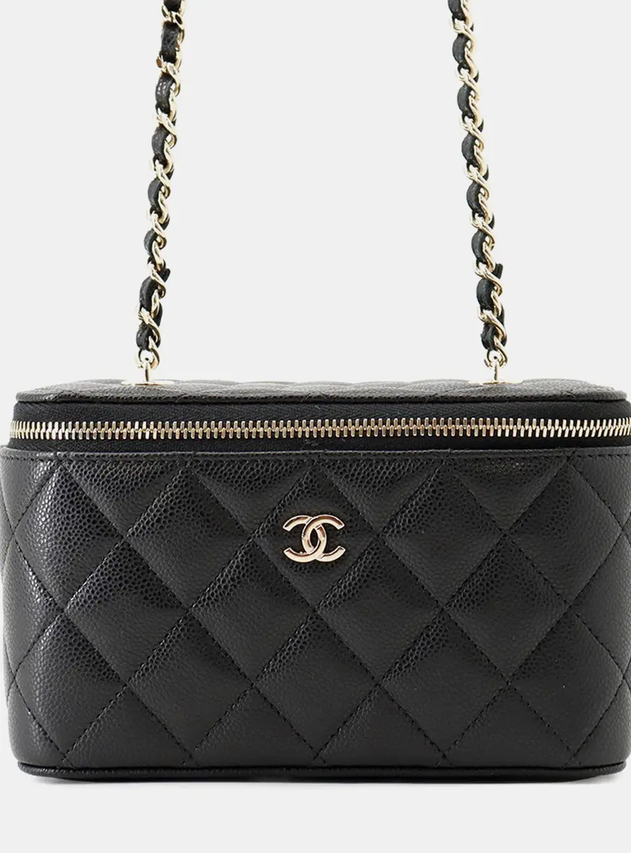 Chanel Vanity Chain shoulder Black Caviar Leather