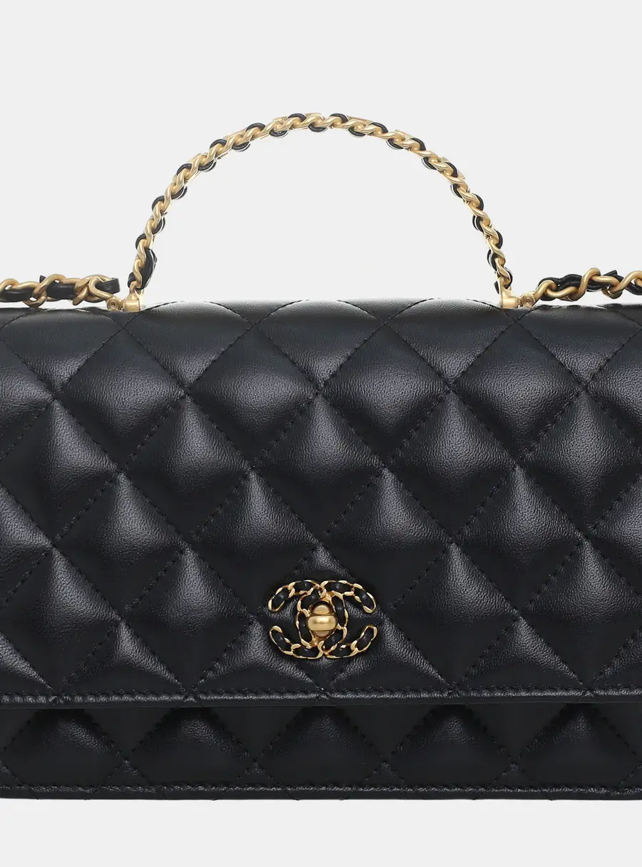 Chanel Quilted Metal Top Handle Wallet On Chain Bag