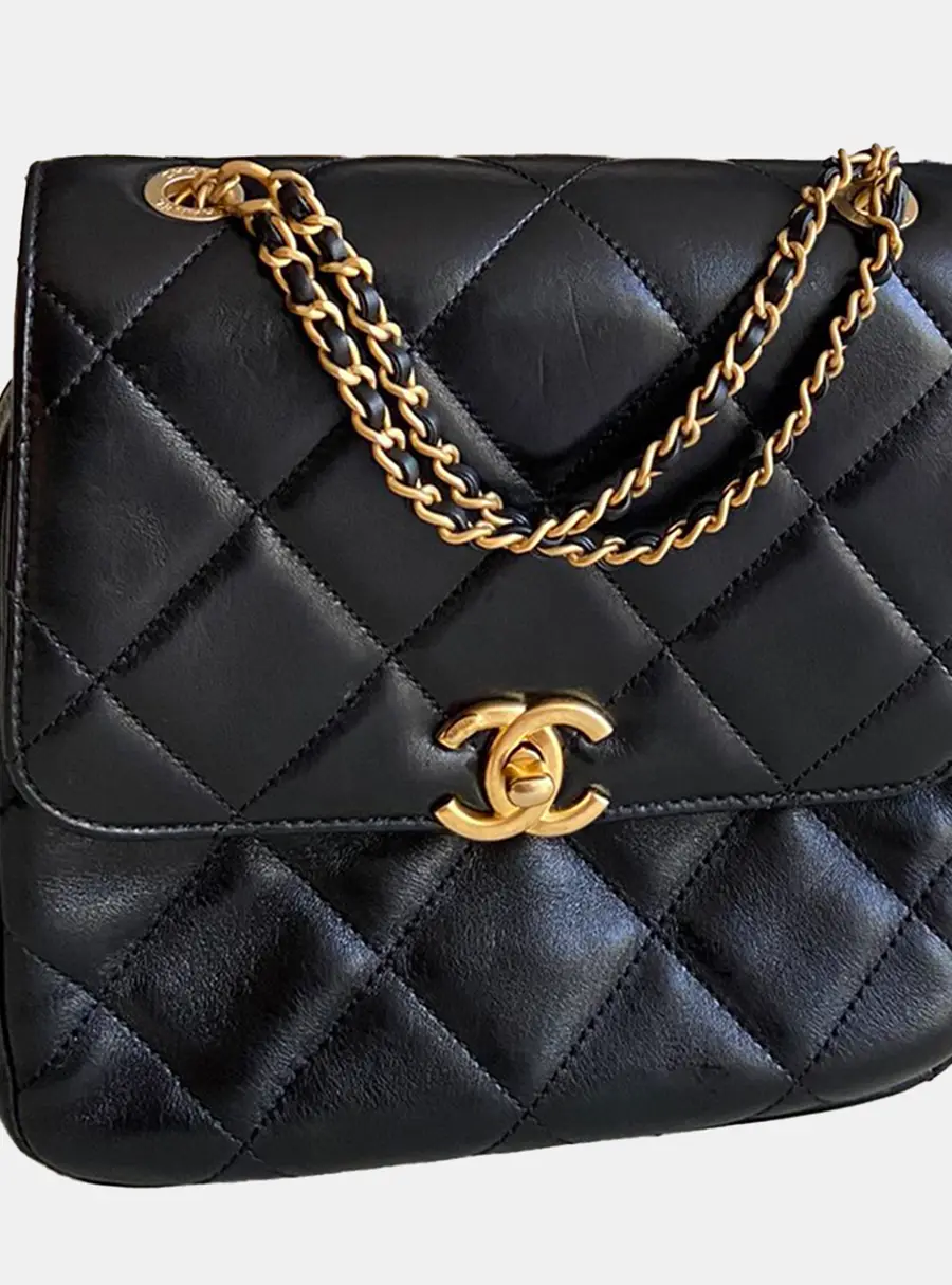 Chanel Trendy CC Mini Black Lambskin Leather Flap Bag