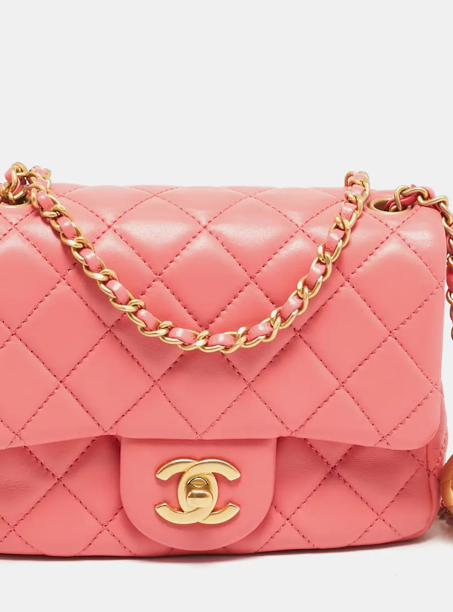 Chanel Pearl Crush Mini Pink Quilted Leather Flap Bag