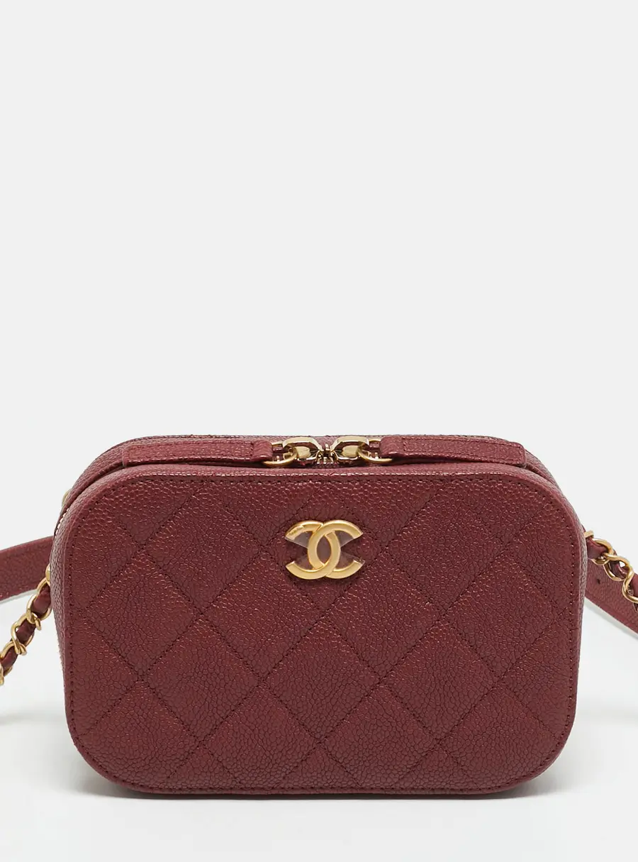 Chanel Chic Trip Burgundy Quilted Caviar Leather Waist Bag