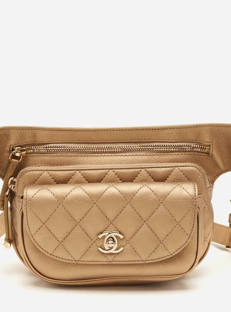 Chanel CC Pocket Gold Quilted Leather Waist Bag