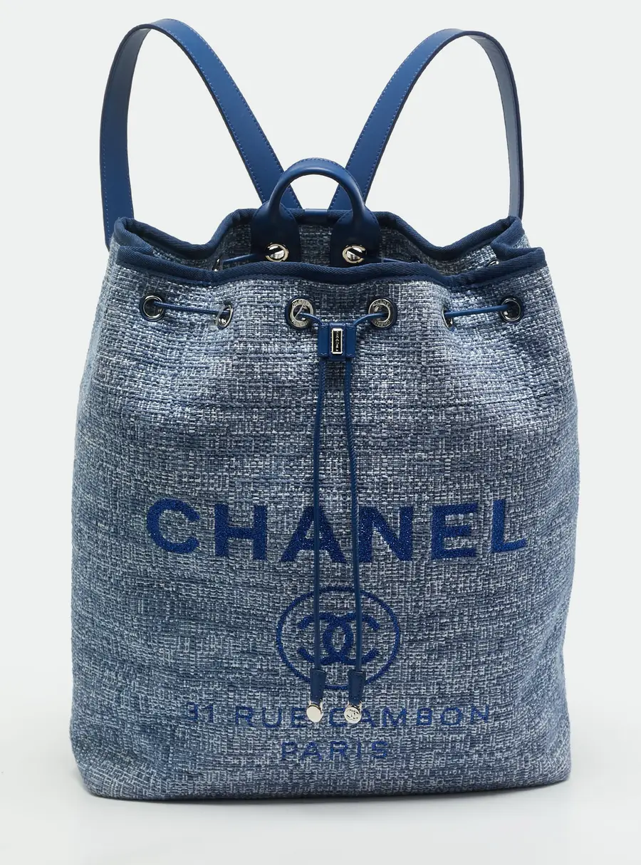 Chanel Deauville Blue Tweed Backpack
