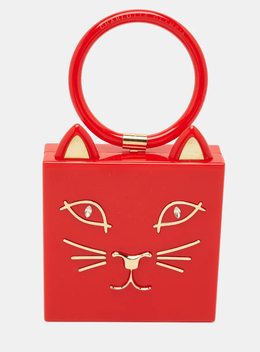 Charlotte Olympia Kitty Red Perspex Clutch