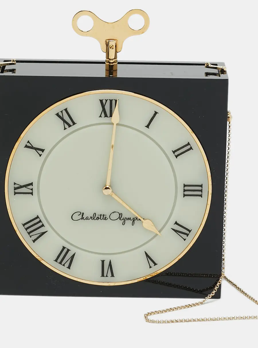 Charlotte Olympia Time Piece Black/White Acrylic Perspex Chain Clutch