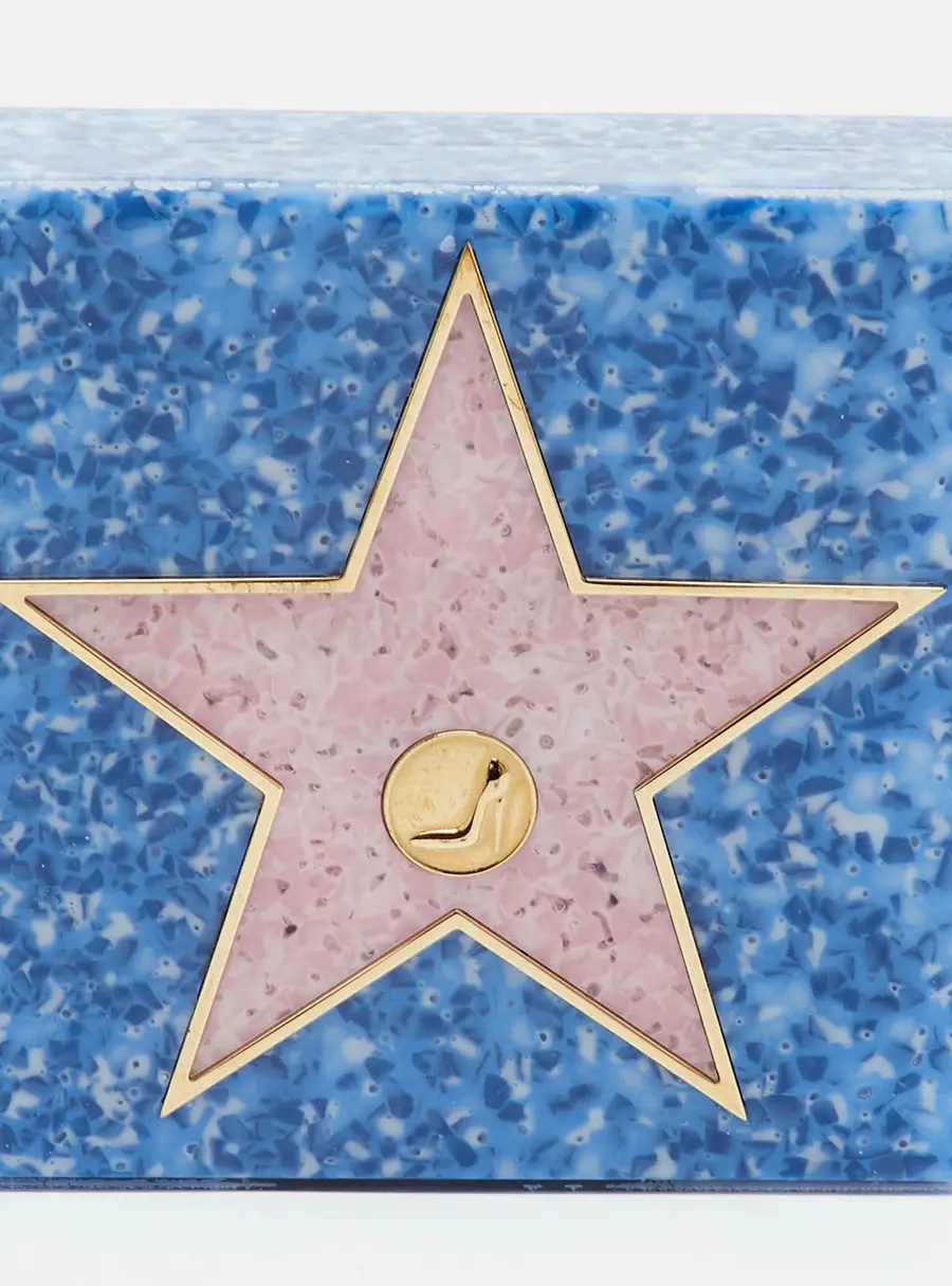 Charlotte Olympia Blue Acrylic Hollywood Walk of Fame Matchbox Clutch