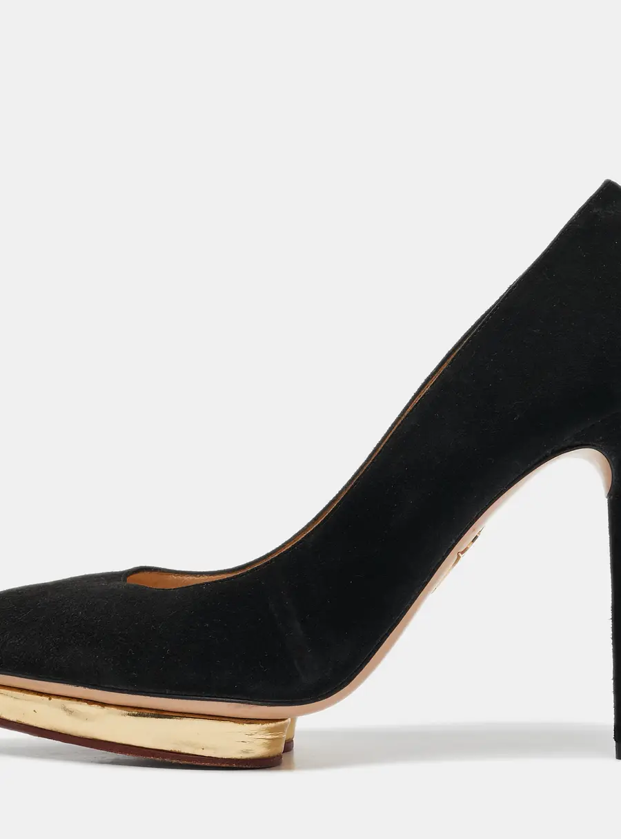 Charlotte Olympia Black Suede Debbie Platform Pumps Size 38