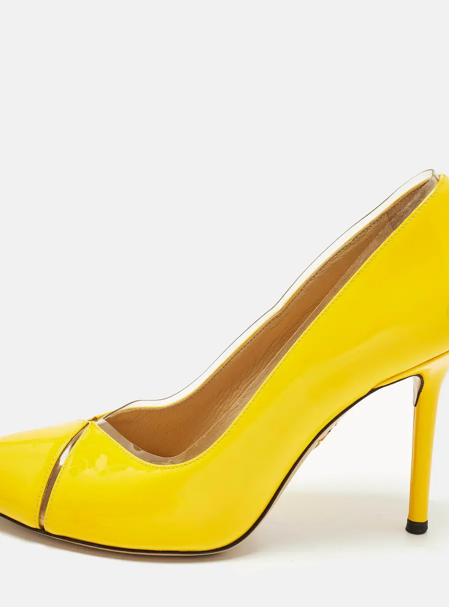 Charlotte Olympia Size 36.5 Yellow Patent Leather and Natalie PVC Pumps