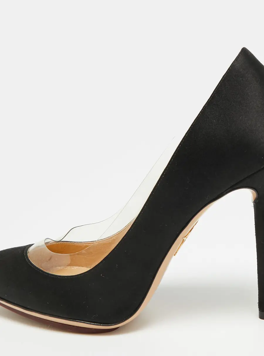 Charlotte Olympia Monroe Size 39 Black PVC and Satin Pumps