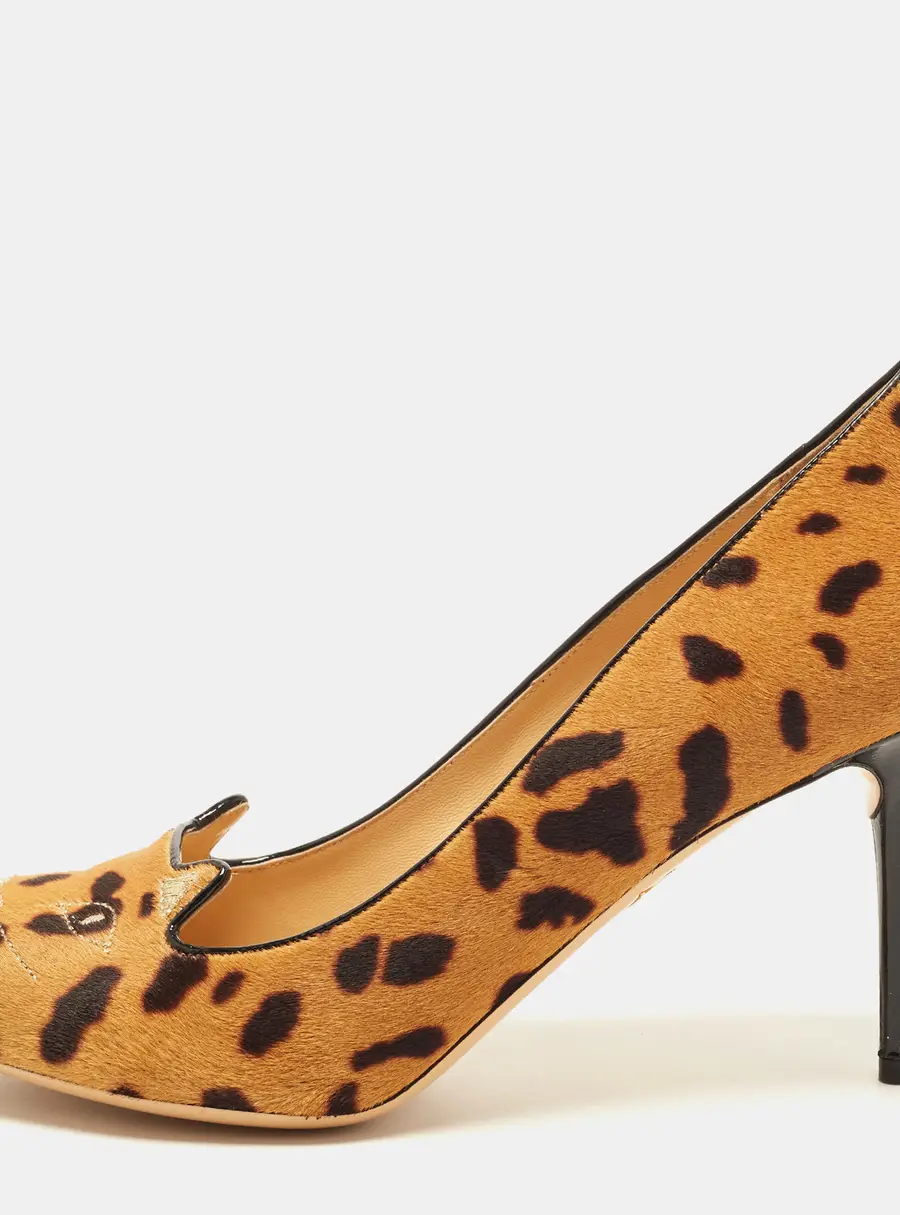 Charlotte Olympia Kitty Size 41 Beige/Brown Hyena Print Calf Hair Pumps