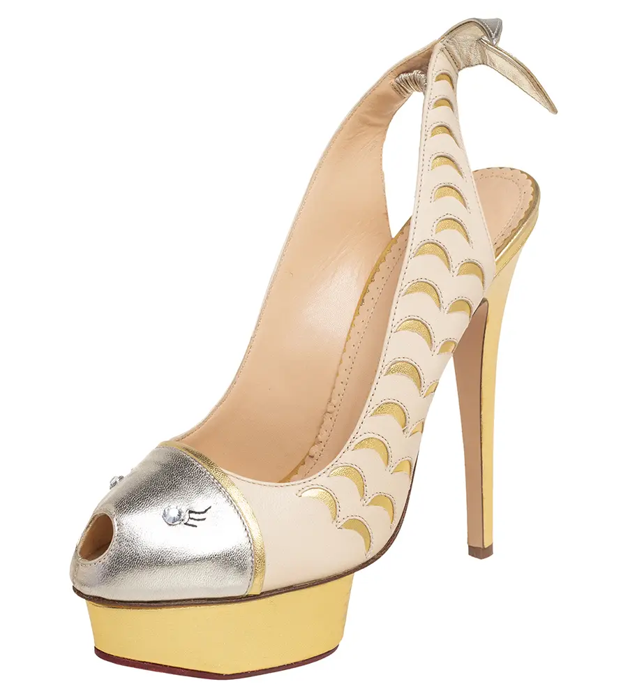 Charlotte Olympia Tri Color Leather Seaside Platform Sandals Size 39