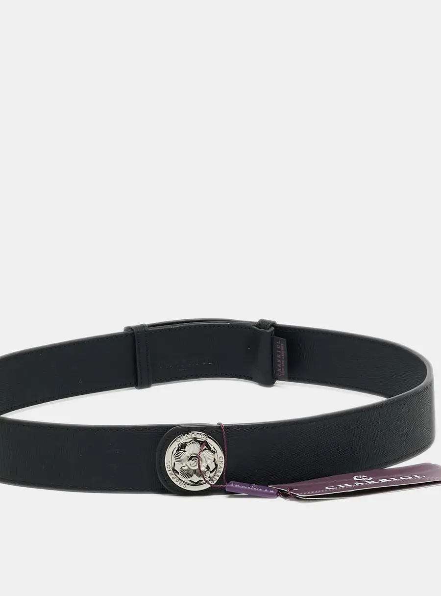 Charriol W Adjustable S/M Belt Black Leather