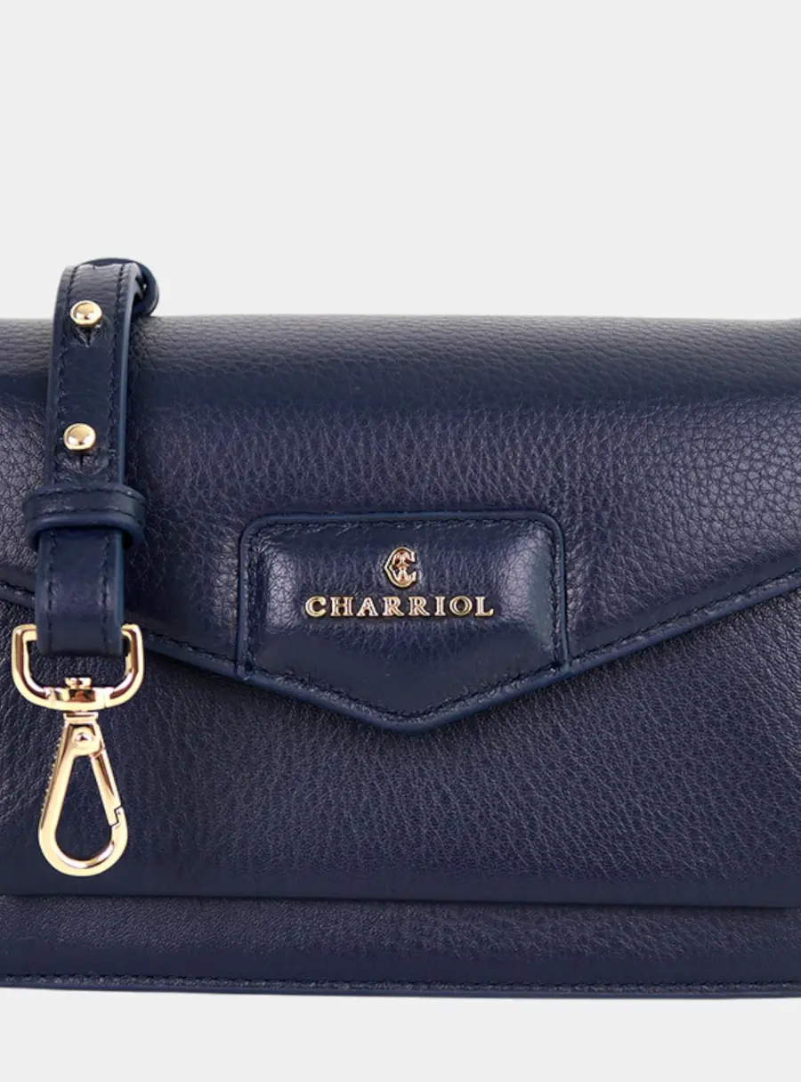Charriol Twilight Small Navy Leather Shoulder Bag
