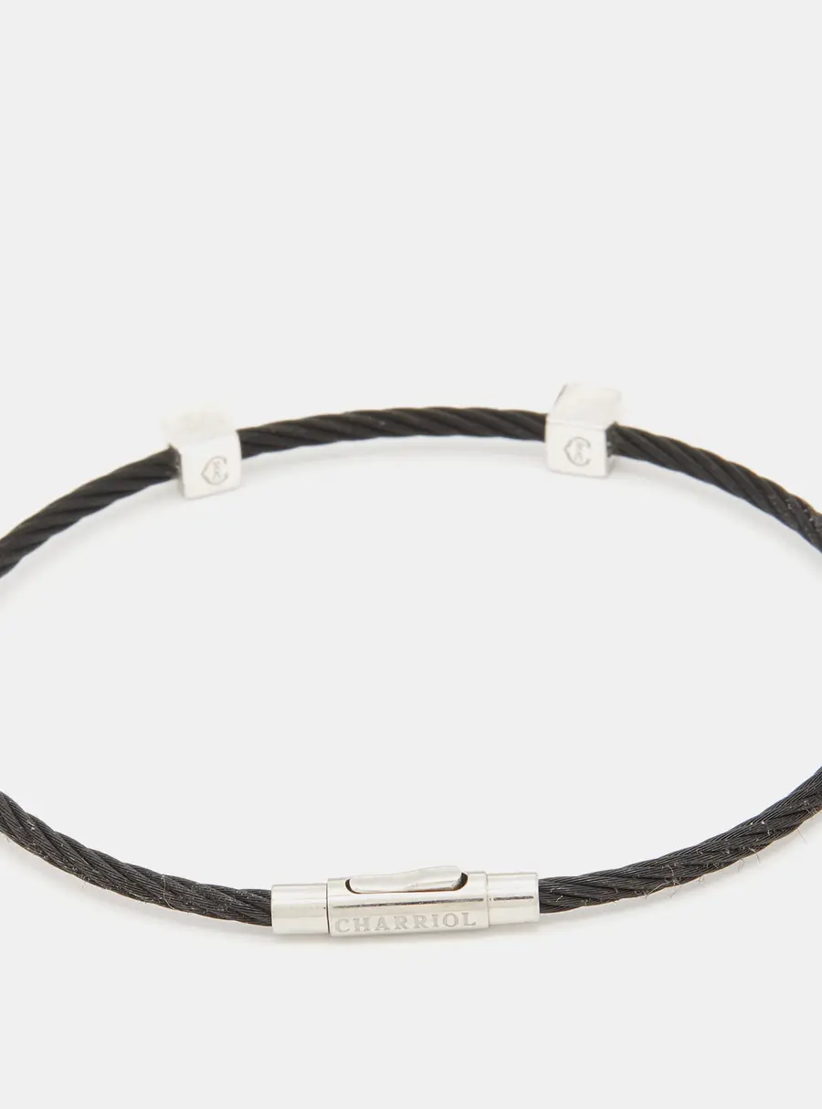 Charriol Laetitia Black PVD Coated Steel Mother of Pearl Station Bangle Braclet