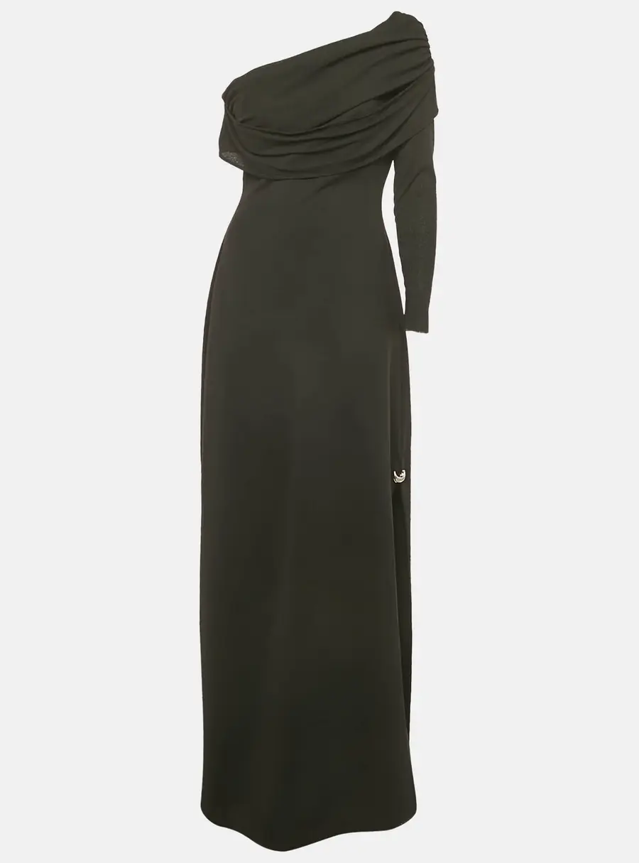 Chats By C.Dam Black Jersey One Shoulder Cut-Out Maxi Dress S