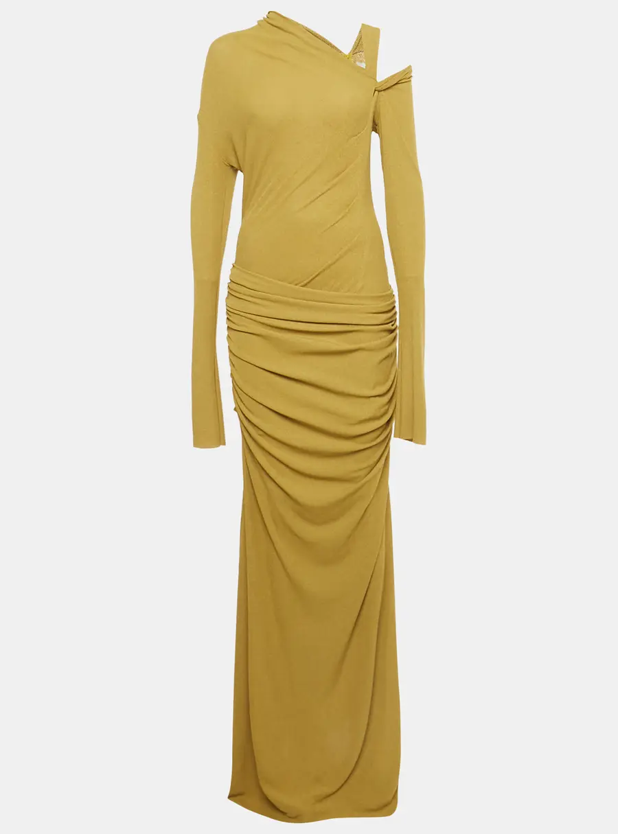 Chats By C.Dam Moss Green Ruched Jersey-Knit Midi Dress M