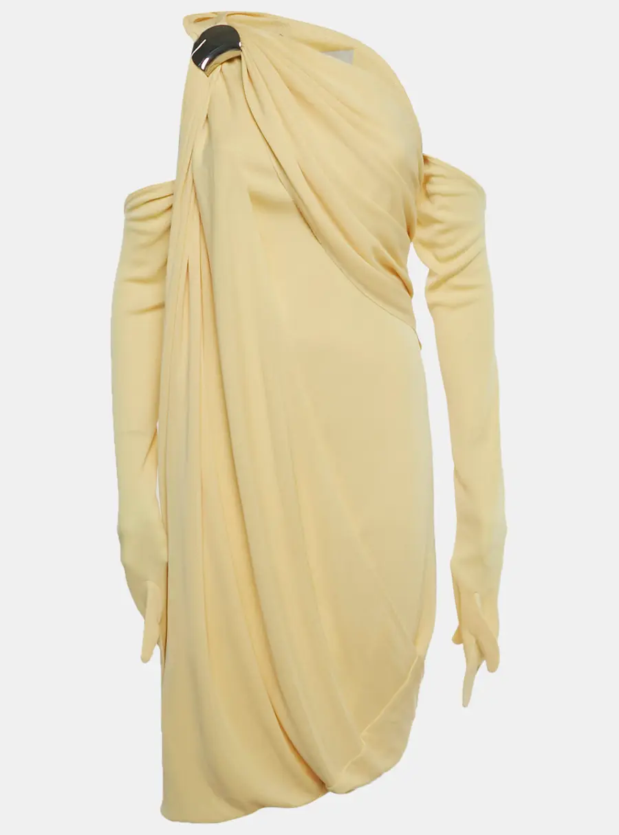 Chats by c.dam Yellow Jersey Asymmetric Eileen Dress S