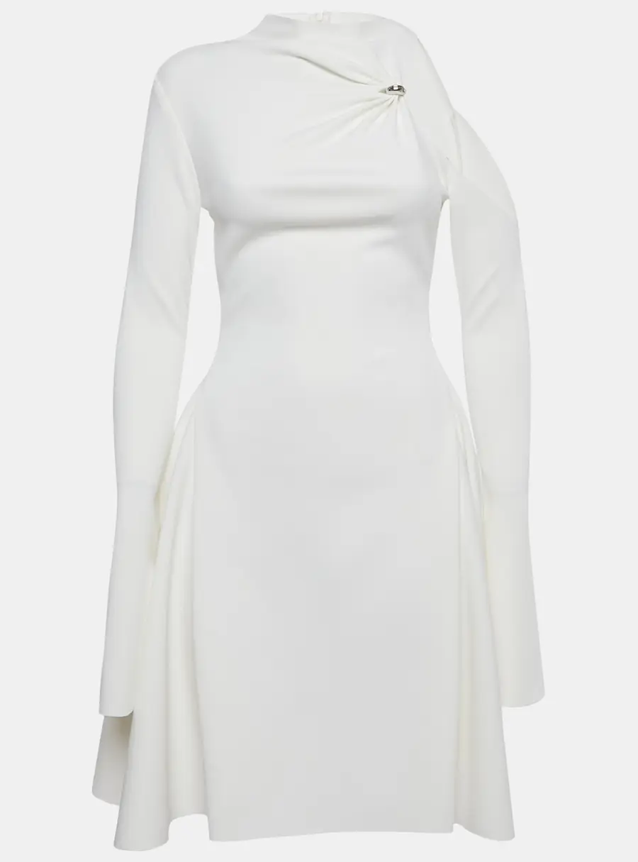 Chats by C.Dam White Jersey Dress and Cut-Out Skirt Set S