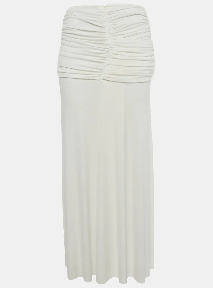 Chats by c. Dam White Jersey Ruched Maxi Skirt S