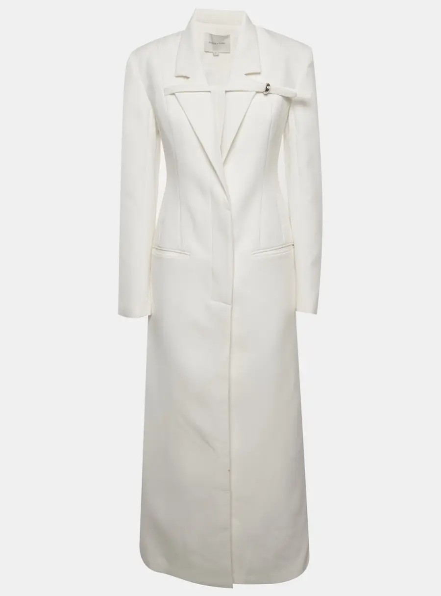 Chats By C.Dam White Gabardine Tanglo Long Coat M
