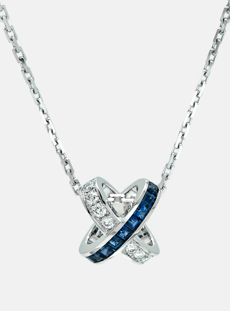 Chaumet Jeux de Liens Diamond Blue Sapphires 18k White Gold Necklace
