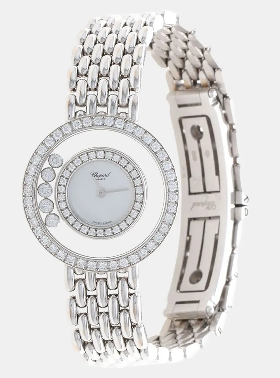 Chopard White Happy Diamonds 20/9064D 18K White Gold, Diamond Quartz Women's Wristwatch 23mm