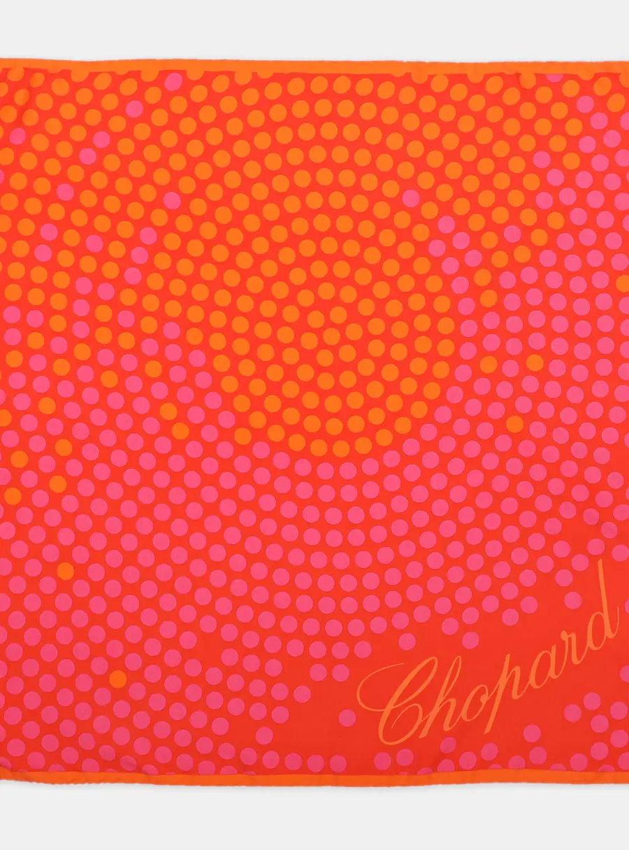 Chopard Red/Orange Polka Dot Silk Scarf