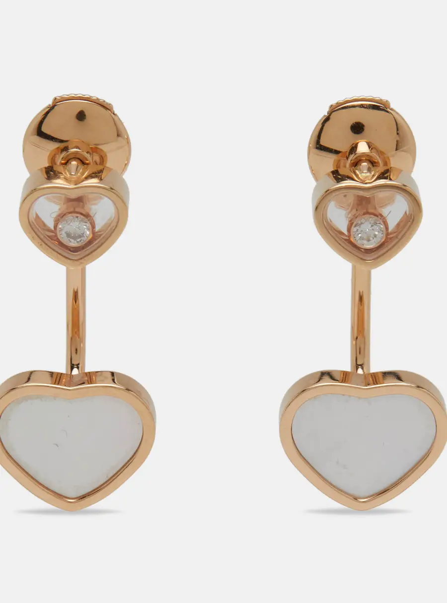Chopard Happy Hearts Mother of Pearl Diamond 18k Rose Gold Earrings