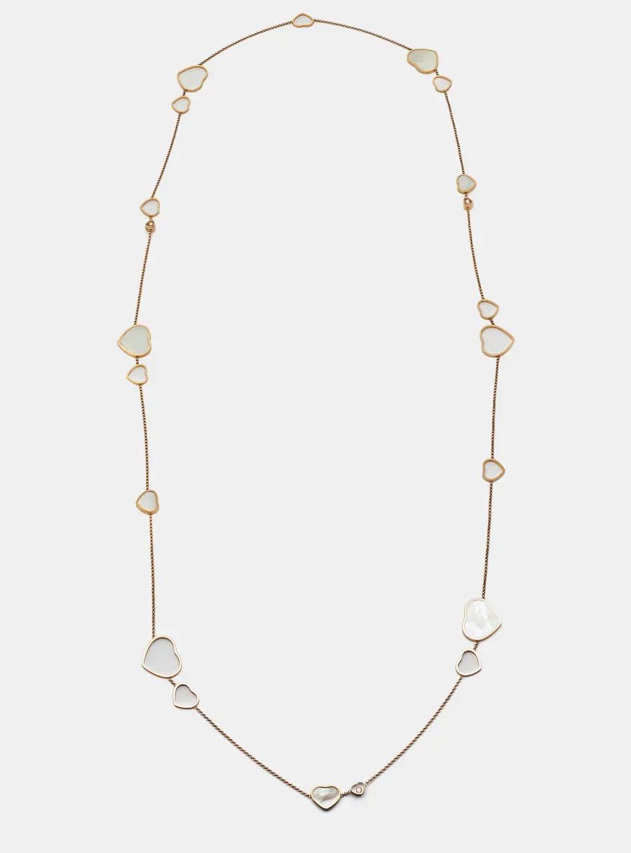 Chopard Happy Hearts Mother of Pearl Diamonds 18k Rose Gold Long Necklace