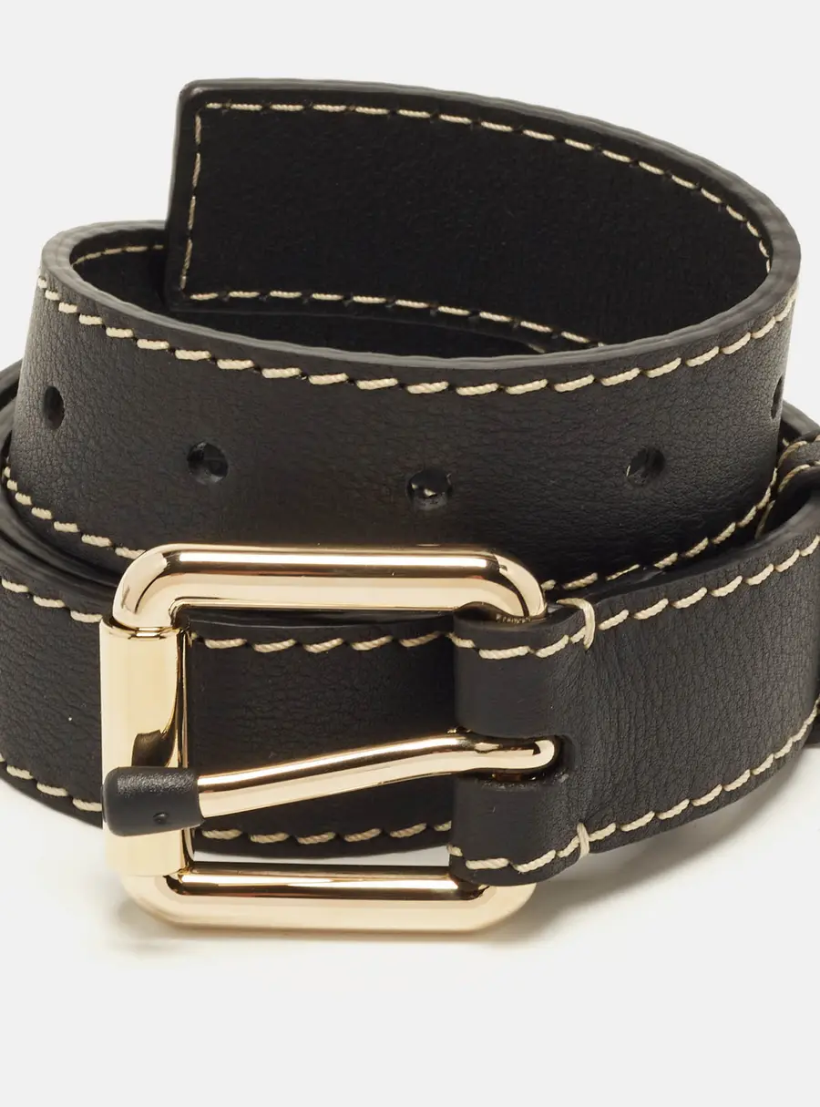 Chloe M Buckle Belt Black Leather