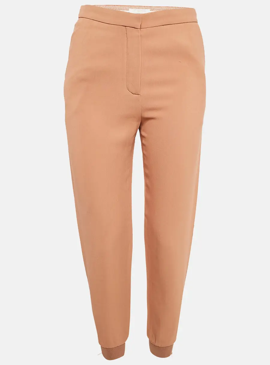 Chloe Light Brown Crepe Zip Detail Trackpants S